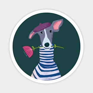 Oui Oui Whippet Art Drawing Magnet